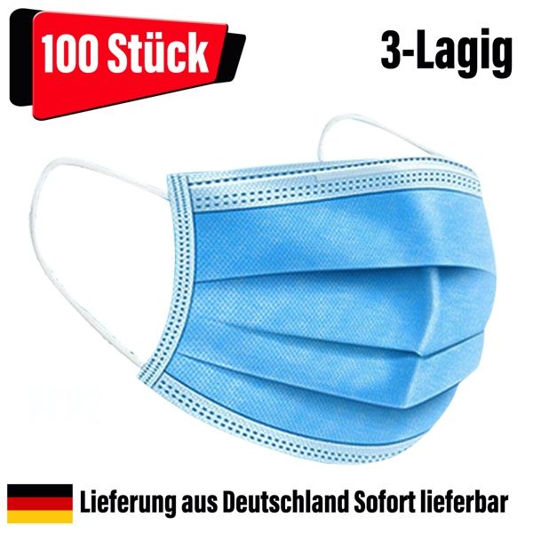 OP Masken Mundschutz Nasenschutz 3-lagig blau 100 Stück